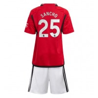 Echipament fotbal Manchester United Jadon Sancho #25 Tricou Acasa 2023-24 pentru copii maneca scurta (+ Pantaloni scurti)